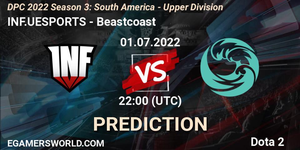 INF.UESPORTS vs Beastcoast: Betting TIp, Match Prediction. 01.07.2022 at 22:27. Dota 2, DPC SA 2021/2022 Tour 3: Division I