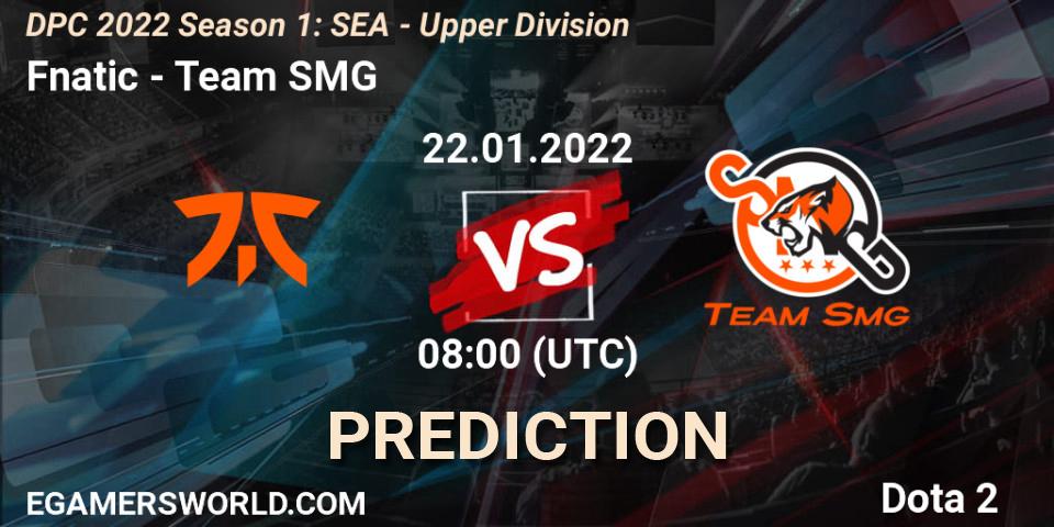 Fnatic vs Team SMG: Betting TIp, Match Prediction. 22.01.2022 at 09:37. Dota 2, DPC 2022 Season 1: SEA - Upper Division