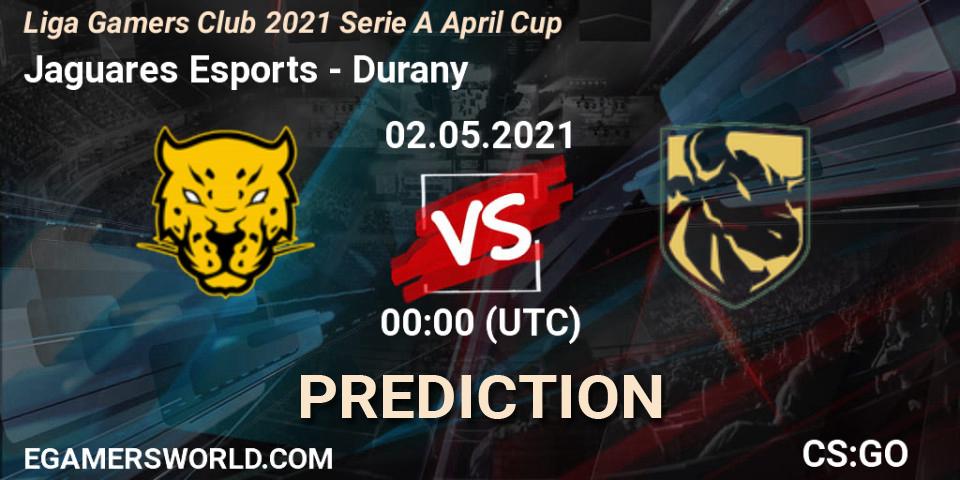 Jaguares Esports vs Durany: Betting TIp, Match Prediction. 01.05.2021 at 23:30. Counter-Strike (CS2), Liga Gamers Club 2021 Serie A April Cup