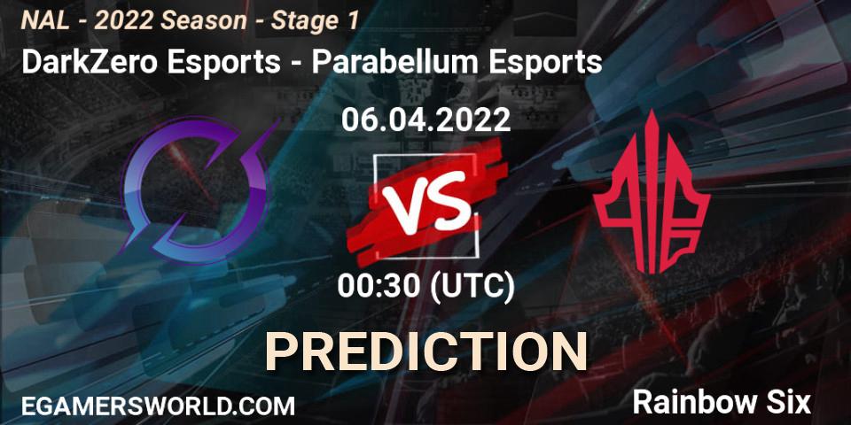 DarkZero Esports vs Parabellum Esports: Betting TIp, Match Prediction. 06.04.2022 at 00:30. Rainbow Six, NAL - Season 2022 - Stage 1
