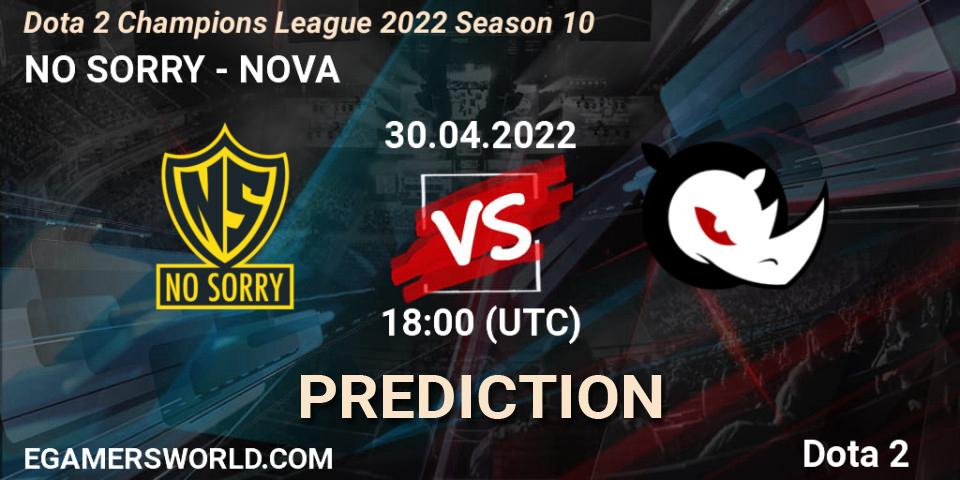 NO SORRY vs NOVA: Betting TIp, Match Prediction. 05.05.22. Dota 2, Dota 2 Champions League 2022 Season 10 