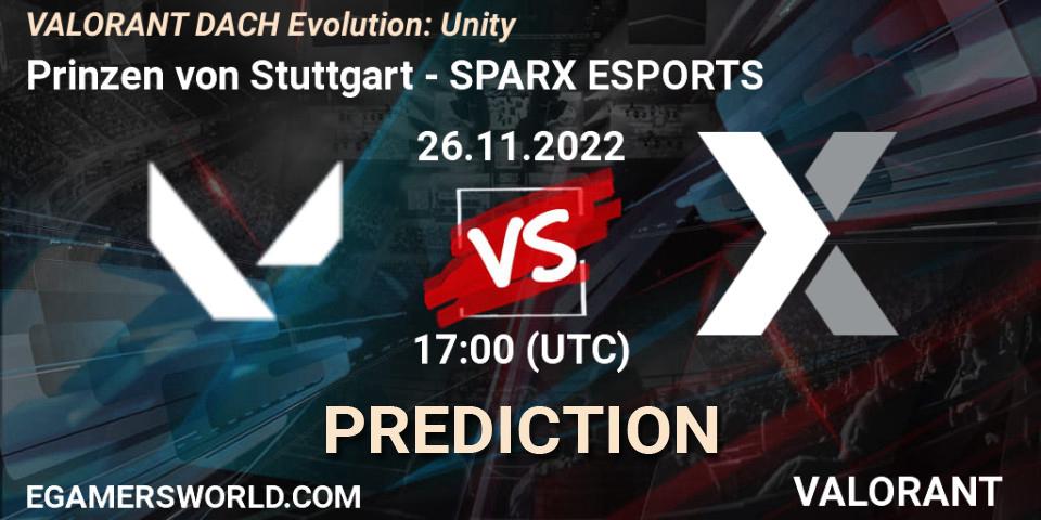 Prinzen von Stuttgart vs SPARX ESPORTS: Betting TIp, Match Prediction. 26.11.2022 at 17:00. VALORANT, VALORANT DACH Evolution: Unity