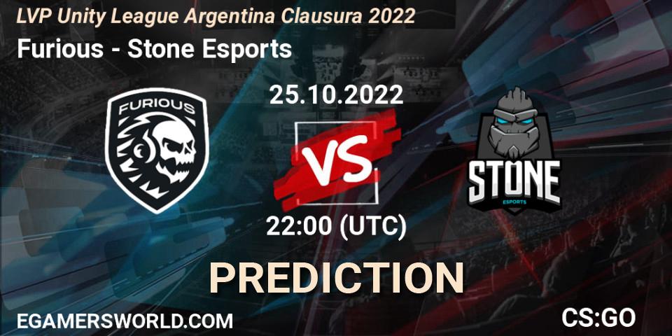 Furious vs Stone Esports: Betting TIp, Match Prediction. 25.10.2022 at 22:00. Counter-Strike (CS2), LVP Unity League Argentina Clausura 2022