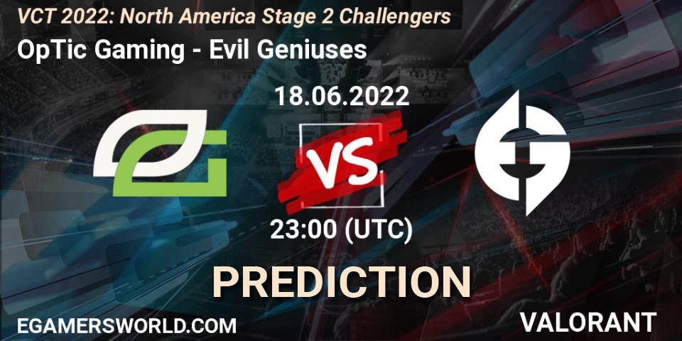 OpTic Gaming vs Evil Geniuses: Betting TIp, Match Prediction. 18.06.22. VALORANT, VCT 2022: North America Stage 2 Challengers