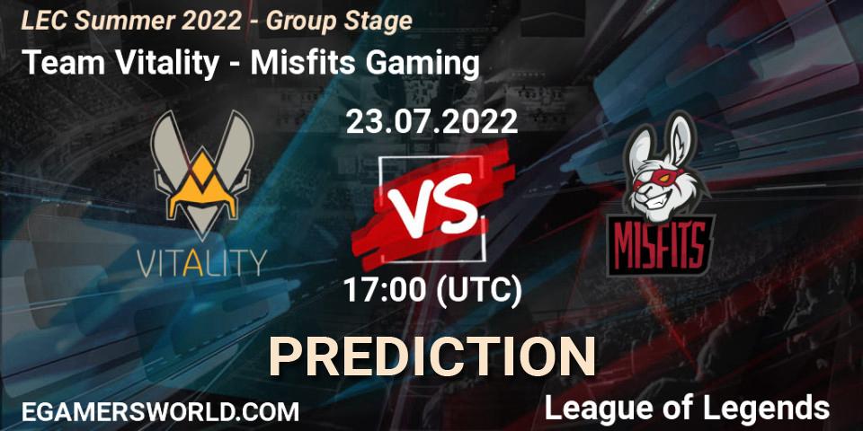 Team Vitality vs Misfits Gaming: Betting TIp, Match Prediction. 23.07.22. LoL, LEC Summer 2022 - Group Stage