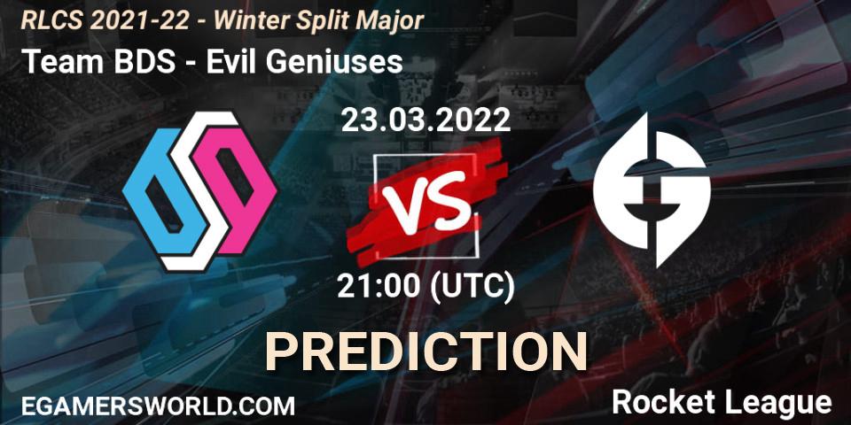 Team BDS vs Evil Geniuses: Betting TIp, Match Prediction. 23.03.2022 at 21:00. Rocket League, RLCS 2021-22 - Winter Split Major
