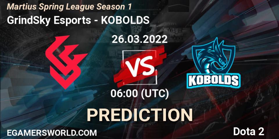 GrindSky Esports vs KOBOLDS: Betting TIp, Match Prediction. 23.03.2022 at 05:07. Dota 2, Martius Spring League Season 1