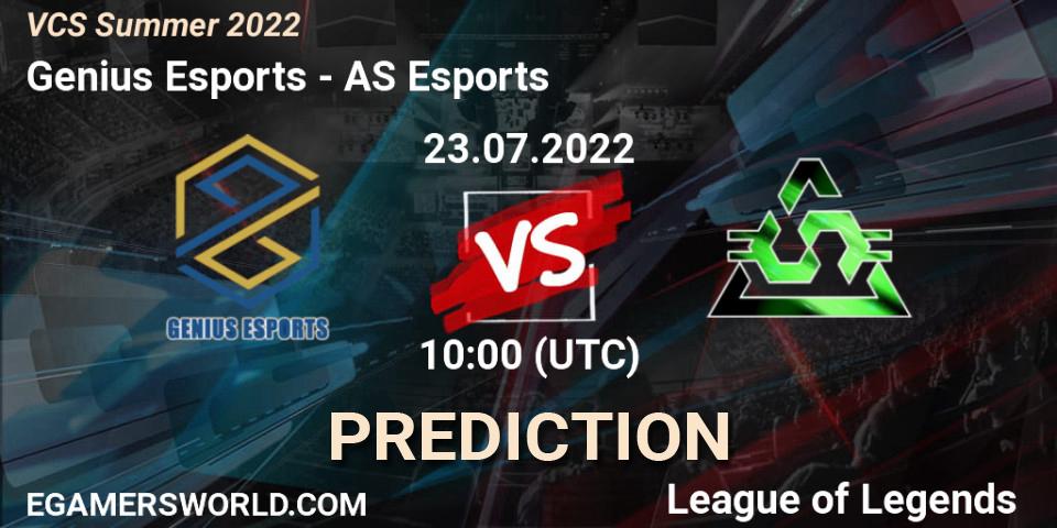 Genius Esports vs AS Esports: Betting TIp, Match Prediction. 23.07.22. LoL, VCS Summer 2022