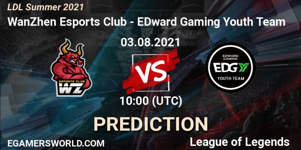 WanZhen Esports Club vs EDward Gaming Youth Team: Betting TIp, Match Prediction. 03.08.2021 at 12:00. LoL, LDL Summer 2021
