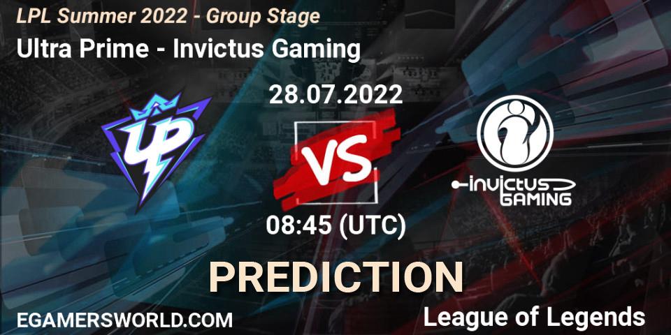 Ultra Prime vs Invictus Gaming: Betting TIp, Match Prediction. 28.07.2022 at 09:00. LoL, LPL Summer 2022 - Group Stage