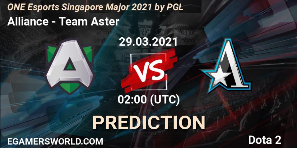 Alliance vs Team Aster: Betting TIp, Match Prediction. 29.03.2021 at 02:04. Dota 2, ONE Esports Singapore Major 2021