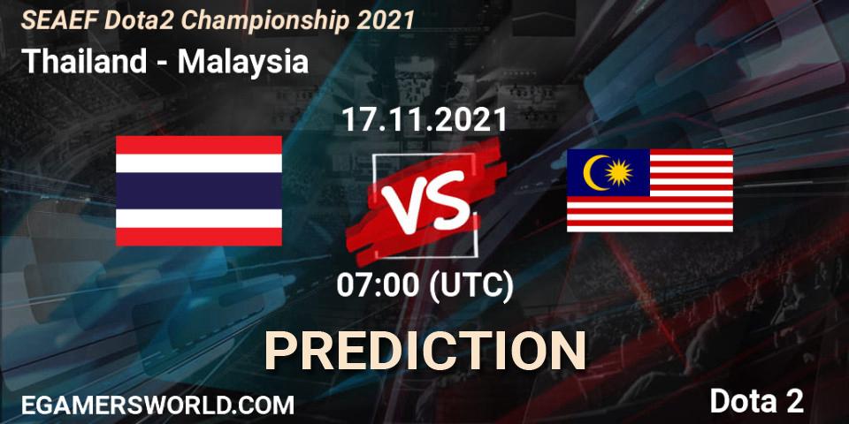 Thailand vs Team Malaysia: Betting TIp, Match Prediction. 17.11.2021 at 08:06. Dota 2, SEAEF Dota2 Championship 2021
