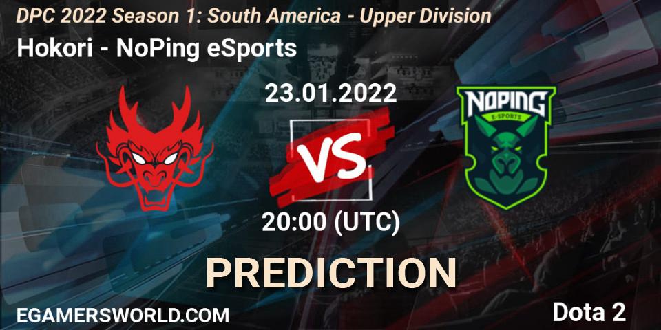 Hokori vs NoPing eSports: Betting TIp, Match Prediction. 23.01.2022 at 20:03. Dota 2, DPC 2022 Season 1: South America - Upper Division