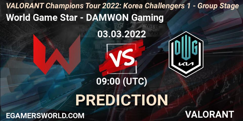 World Game Star vs DAMWON Gaming: Betting TIp, Match Prediction. 03.03.22. VALORANT, VCT 2022: Korea Challengers 1 - Group Stage
