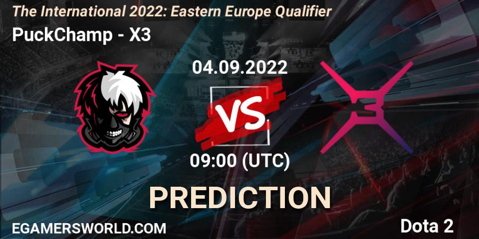 PuckChamp vs X3: Betting TIp, Match Prediction. 04.09.2022 at 08:24. Dota 2, The International 2022: Eastern Europe Qualifier