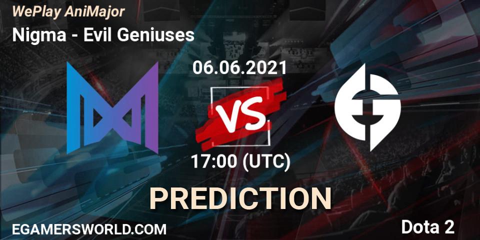 Nigma vs Evil Geniuses: Betting TIp, Match Prediction. 06.06.2021 at 18:13. Dota 2, WePlay AniMajor 2021