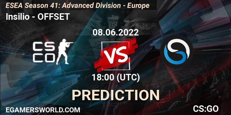 Insilio vs OFFSET: Betting TIp, Match Prediction. 08.06.22. CS2 (CS:GO), ESEA Season 41: Advanced Division - Europe