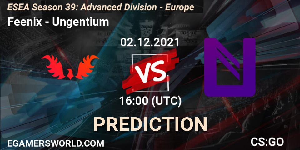 Feenix vs Ungentium: Betting TIp, Match Prediction. 02.12.2021 at 16:00. Counter-Strike (CS2), ESEA Season 39: Advanced Division - Europe