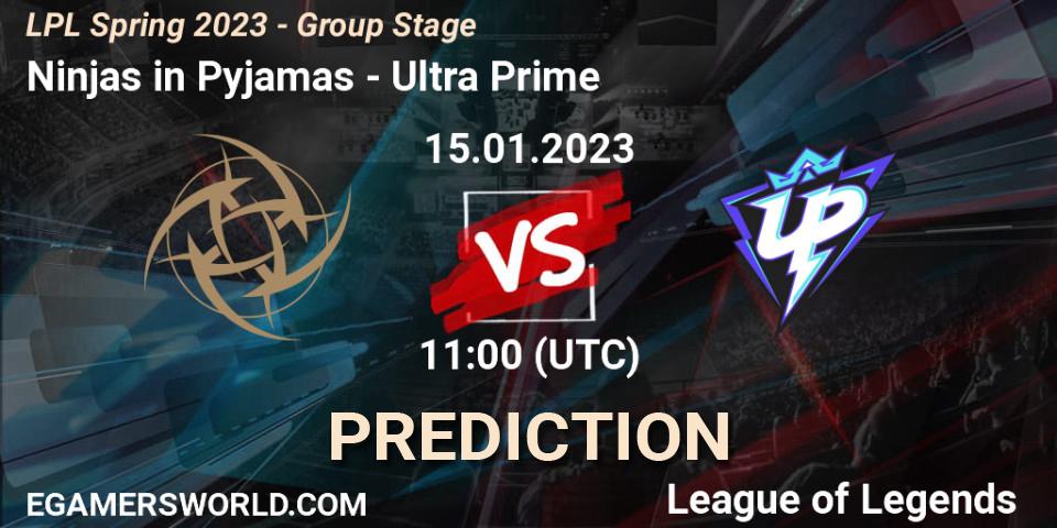 Ninjas in Pyjamas vs Ultra Prime: Betting TIp, Match Prediction. 15.01.2023 at 12:00. LoL, LPL Spring 2023 - Group Stage