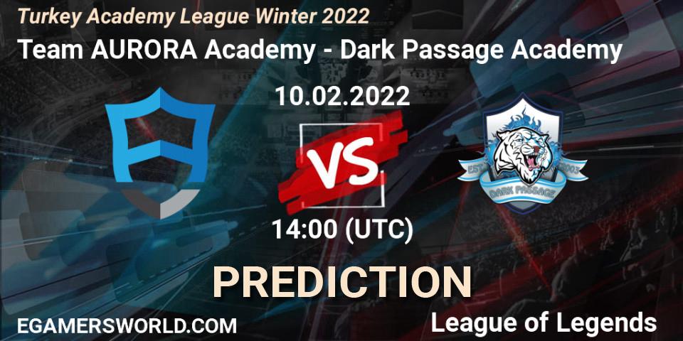 Team AURORA Academy vs Dark Passage Academy: Betting TIp, Match Prediction. 10.02.2022 at 14:00. LoL, Turkey Academy League Winter 2022
