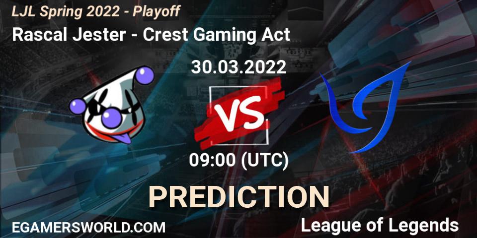 Rascal Jester vs Crest Gaming Act: Betting TIp, Match Prediction. 30.03.22. LoL, LJL Spring 2022 - Playoff 