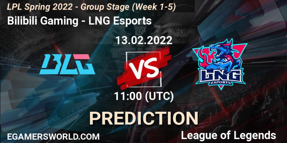 Bilibili Gaming vs LNG Esports: Betting TIp, Match Prediction. 13.02.2022 at 12:45. LoL, LPL Spring 2022 - Group Stage (Week 1-5)