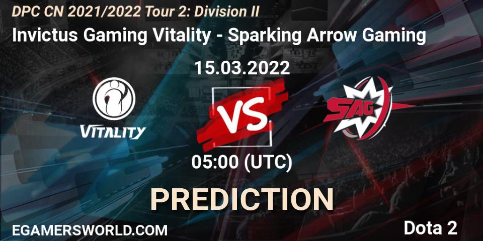 Invictus Gaming Vitality vs Sparking Arrow Gaming: Betting TIp, Match Prediction. 15.03.22. Dota 2, DPC 2021/2022 Tour 2: CN Division II (Lower)