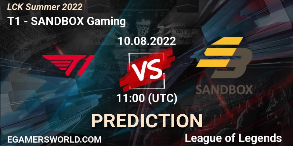 T1 vs SANDBOX Gaming: Betting TIp, Match Prediction. 10.08.22. LoL, LCK Summer 2022