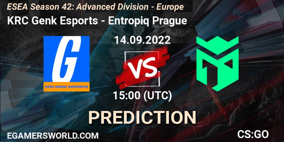 KRC Genk Esports vs Entropiq Prague: Betting TIp, Match Prediction. 14.09.2022 at 15:00. Counter-Strike (CS2), ESEA Season 42: Advanced Division - Europe