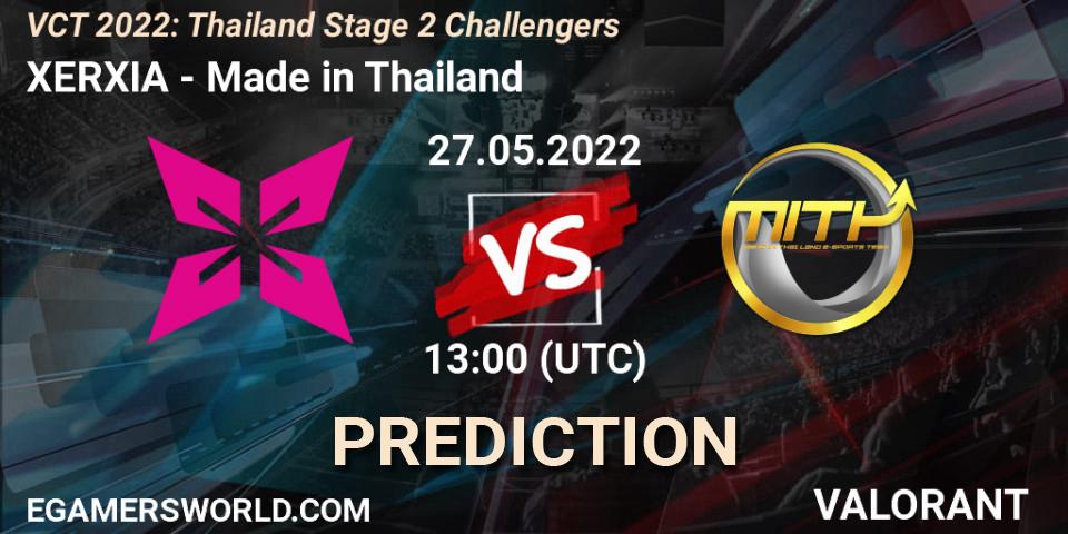XERXIA vs Made in Thailand: Betting TIp, Match Prediction. 27.05.2022 at 13:20. VALORANT, VCT 2022: Thailand Stage 2 Challengers
