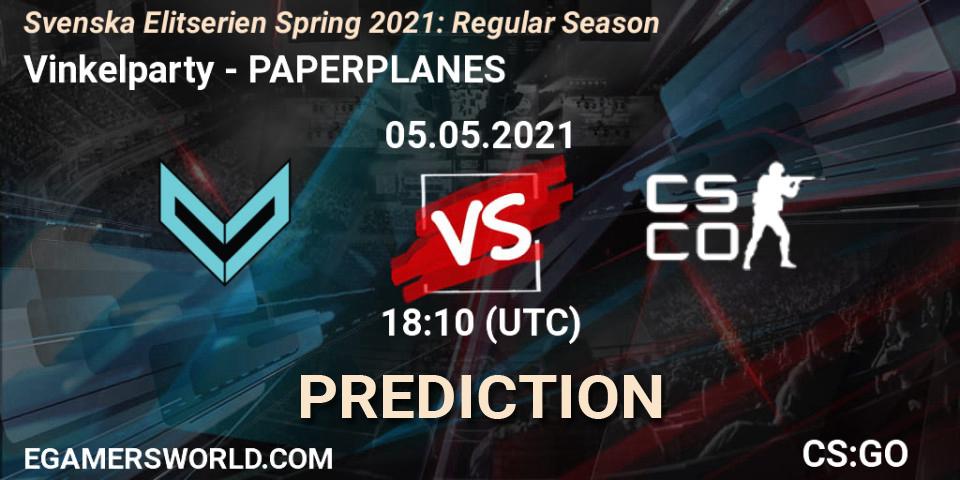 Vinkelparty vs PAPERPLANES: Betting TIp, Match Prediction. 06.05.21. CS2 (CS:GO), Svenska Elitserien Spring 2021: Regular Season