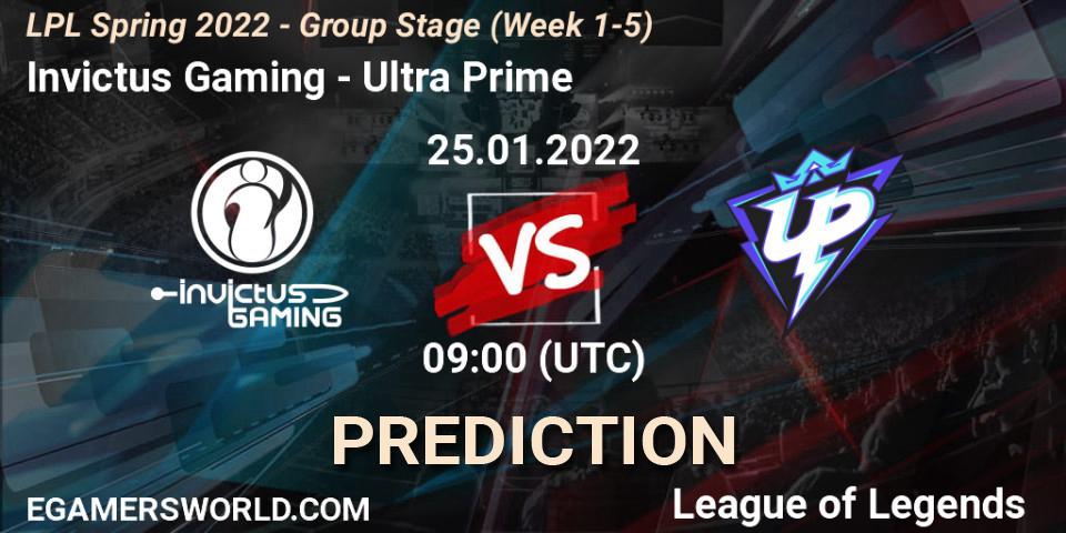 Invictus Gaming vs Ultra Prime: Betting TIp, Match Prediction. 25.01.2022 at 09:00. LoL, LPL Spring 2022 - Group Stage (Week 1-5)