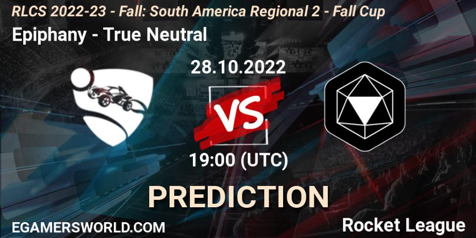 Epiphany vs True Neutral: Betting TIp, Match Prediction. 28.10.2022 at 19:00. Rocket League, RLCS 2022-23 - Fall: South America Regional 2 - Fall Cup