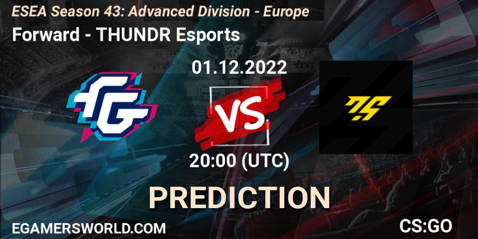 Forward vs THUNDR Esports: Betting TIp, Match Prediction. 01.12.22. CS2 (CS:GO), ESEA Season 43: Advanced Division - Europe