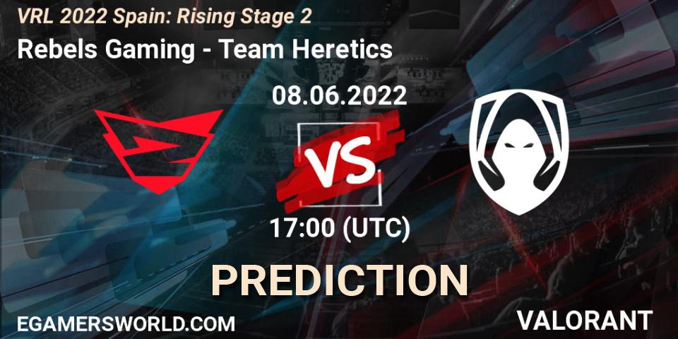 Rebels Gaming vs Team Heretics: Betting TIp, Match Prediction. 08.06.2022 at 17:25. VALORANT, VRL 2022 Spain: Rising Stage 2