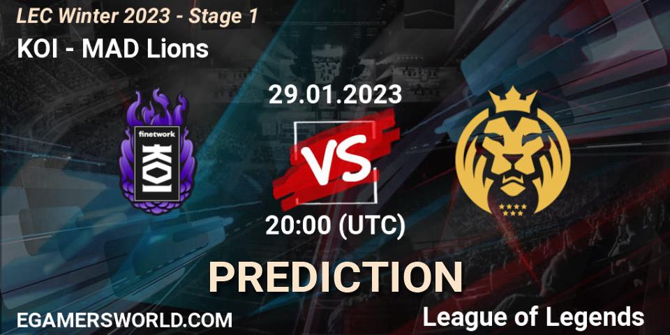 KOI vs MAD Lions: Betting TIp, Match Prediction. 29.01.23. LoL, LEC Winter 2023 - Stage 1
