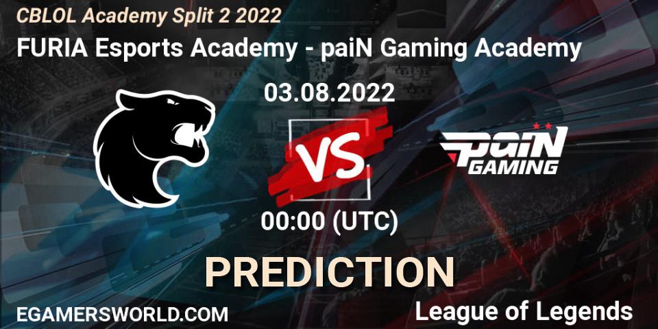 FURIA Esports Academy vs paiN Gaming Academy: Betting TIp, Match Prediction. 03.08.2022 at 00:00. LoL, CBLOL Academy Split 2 2022