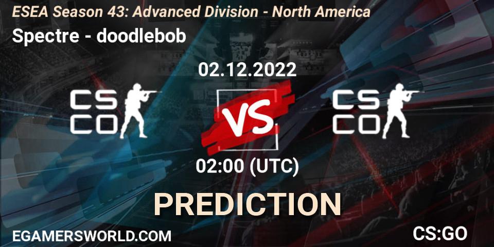 Spectre vs doodlebob: Betting TIp, Match Prediction. 02.12.22. CS2 (CS:GO), ESEA Season 43: Advanced Division - North America