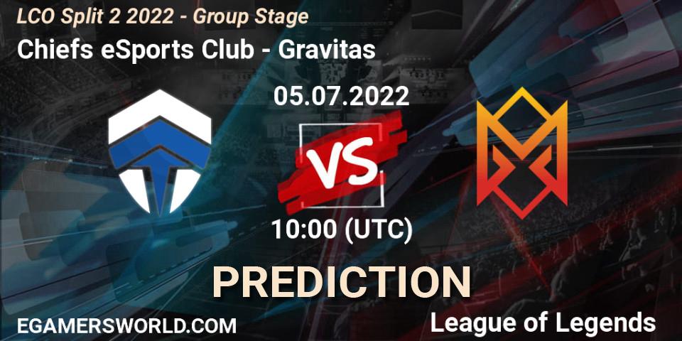 Chiefs eSports Club vs Gravitas: Betting TIp, Match Prediction. 05.07.22. LoL, LCO Split 2 2022 - Group Stage