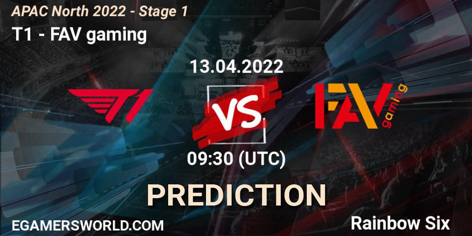 T1 vs FAV gaming: Betting TIp, Match Prediction. 13.04.2022 at 09:30. Rainbow Six, APAC North 2022 - Stage 1