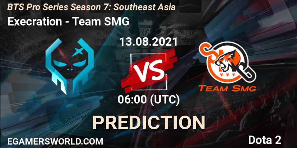 Execration vs Team SMG: Betting TIp, Match Prediction. 13.08.2021 at 06:03. Dota 2, BTS Pro Series Season 7: Southeast Asia