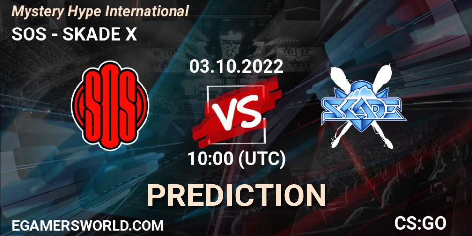 SOS vs SKADE X: Betting TIp, Match Prediction. 03.10.2022 at 10:00. Counter-Strike (CS2), Mystery Hype International