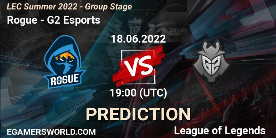 Rogue vs G2 Esports: Betting TIp, Match Prediction. 18.06.22. LoL, LEC Summer 2022 - Group Stage