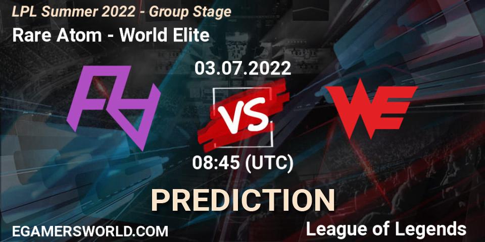 Rare Atom vs World Elite: Betting TIp, Match Prediction. 03.07.22. LoL, LPL Summer 2022 - Group Stage