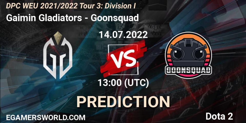 Gaimin Gladiators vs Goonsquad: Betting TIp, Match Prediction. 14.07.2022 at 12:55. Dota 2, DPC WEU 2021/2022 Tour 3: Division I