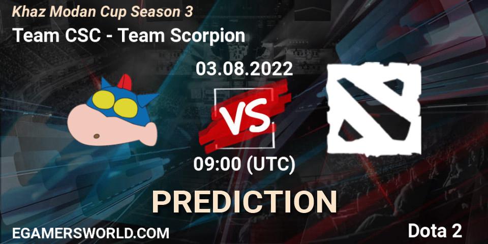Team CSC vs Team Scorpion: Betting TIp, Match Prediction. 03.08.2022 at 09:38. Dota 2, Khaz Modan Cup Season 3