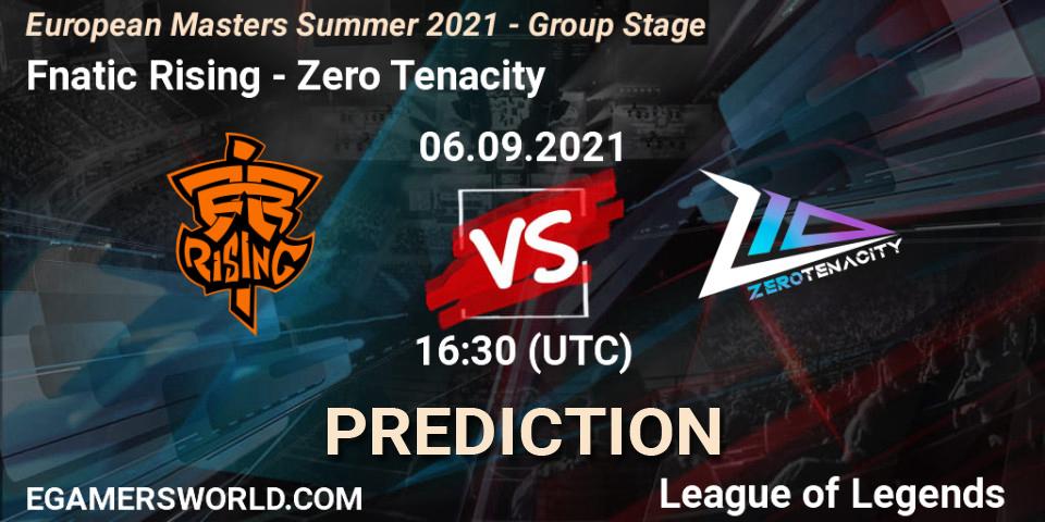 Fnatic Rising vs Zero Tenacity: Betting TIp, Match Prediction. 06.09.21. LoL, European Masters Summer 2021 - Group Stage