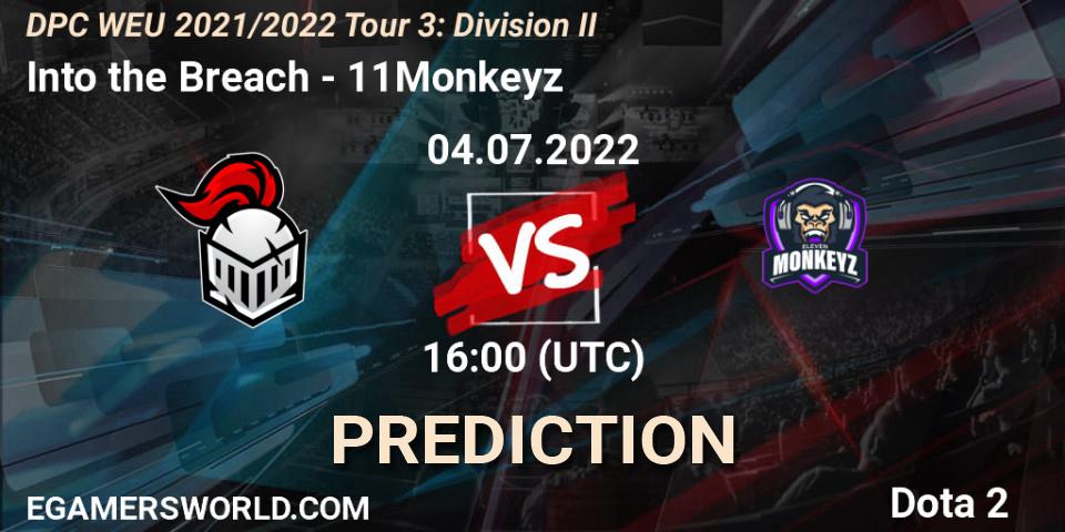 Into the Breach vs 11Monkeyz: Betting TIp, Match Prediction. 04.07.2022 at 15:55. Dota 2, DPC WEU 2021/2022 Tour 3: Division II