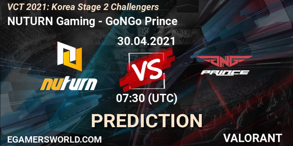 NUTURN Gaming vs GoNGo Prince: Betting TIp, Match Prediction. 30.04.2021 at 07:30. VALORANT, VCT 2021: Korea Stage 2 Challengers