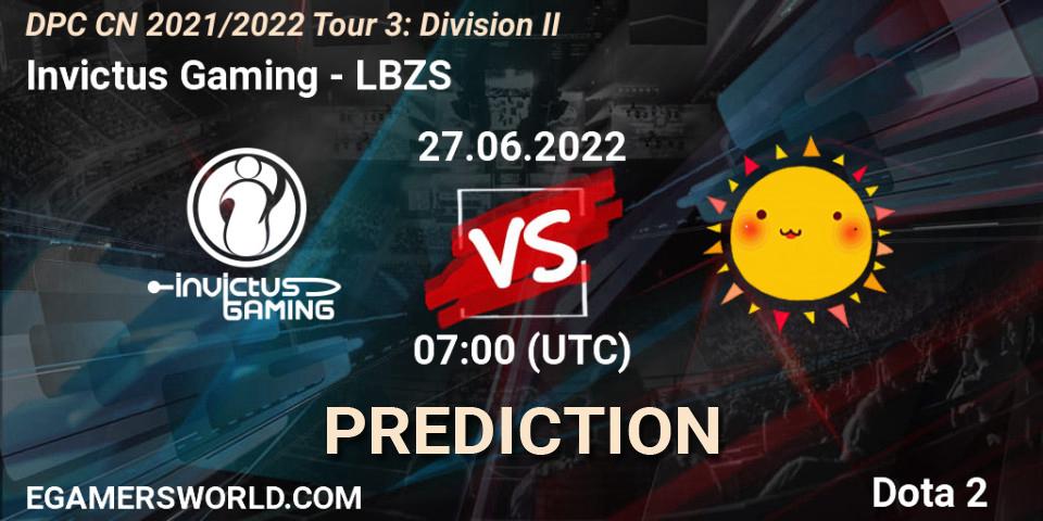 Invictus Gaming vs LBZS: Betting TIp, Match Prediction. 27.06.2022 at 08:00. Dota 2, DPC CN 2021/2022 Tour 3: Division II